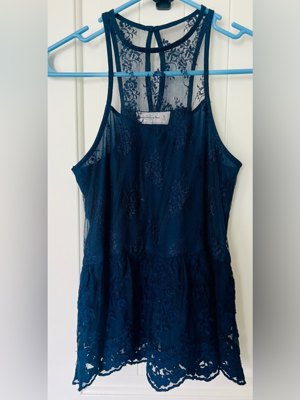 Abercrombie Navy Lace Tank Top - Sleeveless Peplum Style | XSmall
